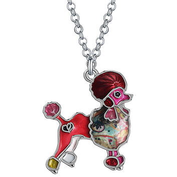 Collar de caniche peludo con diseño floral de aleación de esmalte