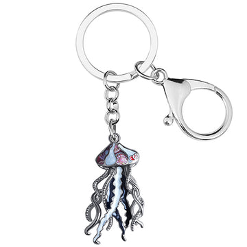Enamel Alloy Metal Floral Sea Jellyfishes Keychains Car Purse Keyring Fashion Jewelry