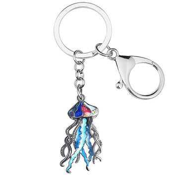 Llaveros de medusas marinas con diseño floral de aleación de metal esmaltado
