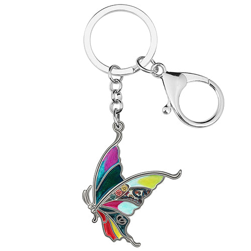 Llavero de mariposa cola de golondrina con diseño floral en 3D de aleación de esmalte