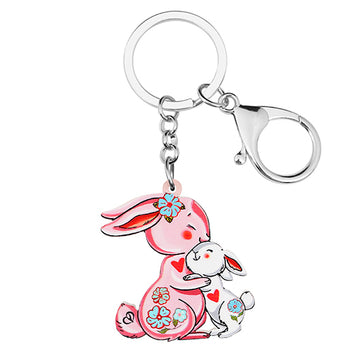 Acrylic Blue Rabbit Bunny Keychains Novelty Purse Key Chain Gifts Jewelry