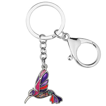 Enamel Alloy Floral Flying Hummingbird Birds Keychains Trendy Bag Key Chain Jewelry