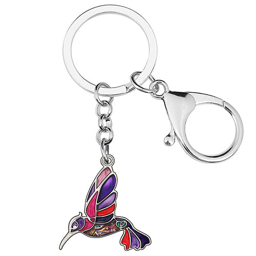 Llaveros de aleación de esmalte con diseño floral de colibríes voladores