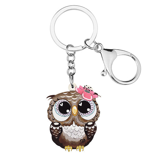 Acrylic Cute Cartoon Big Eyes Owl Keychains Fashion Key Chain Novelty Jewelry