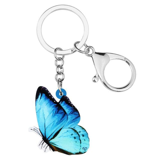 Llaveros de mariposa morfo azul acrílico