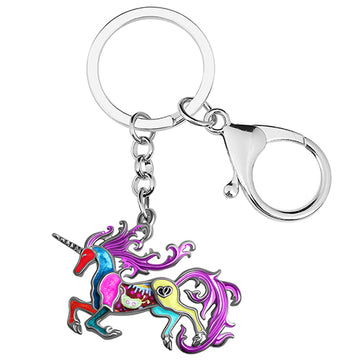 Enamel Alloy Metal Cute Colorful Horse Unicorn Keychains Car Keyrings Fashion Jewelry
