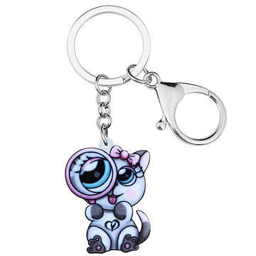 Acrylic Lovely Magnifier Cat Kitten Keychains Car Key Chain Gifts Fashion Jewelry