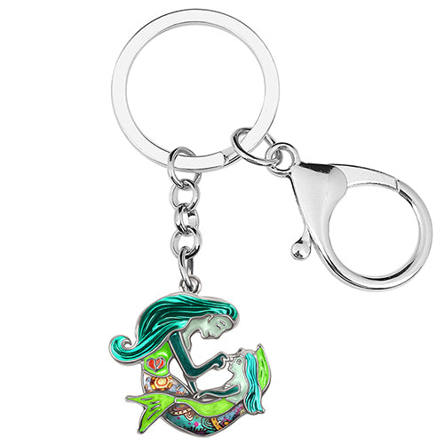 Enamel Alloy Ocean Baby Fish Beauty Keychains Purse Key Chain Fashion Jewelry