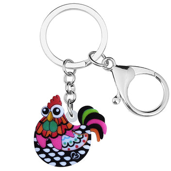 Acrylic Cute Classic Colorful Chicken Hen Keychains Fashion Car Key Chain Jewelry