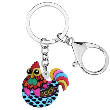 Acrylic Cute Classic Colorful Chicken Hen Keychains Fashion Car Key Chain Jewelry