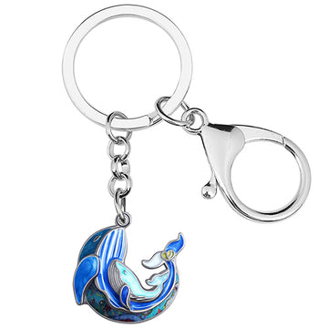 Alloy Metal Floral Cute Ocean Whale Keychain Car Bag Key Chain Fashion Jewelry