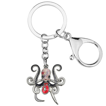 Enamel Alloy Floral Cute Ocean Sea Tentacle Octopus Keychain Key Chain Fashion Jewelry