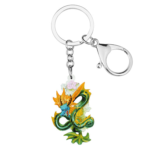 Acrylic Cute Green Chinese Long Dragon Keychains