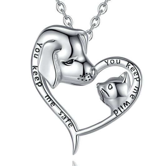 Collar con colgante de plata de ley 925 para mascota, gato y perro
