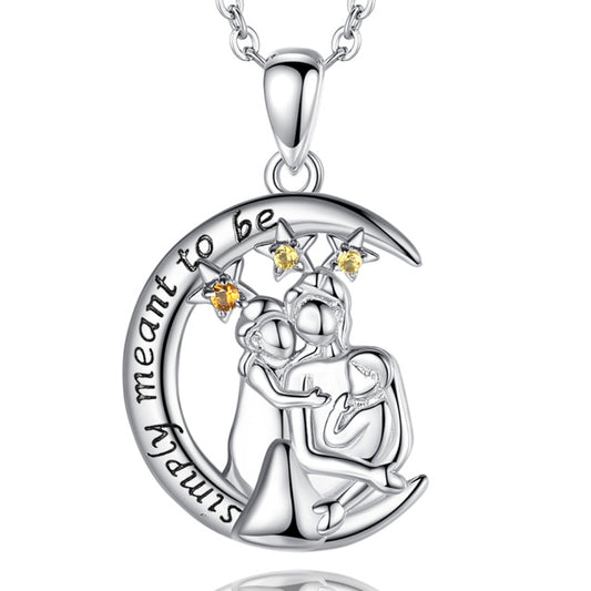 Collar con colgante de amor familiar en plata de ley 925, collar con la frase 