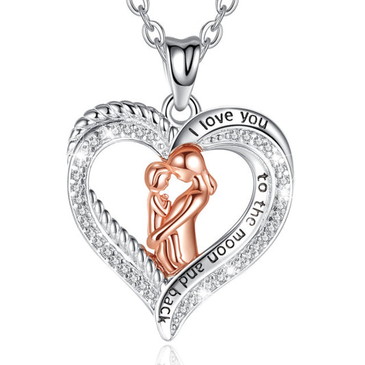 925 sterling silver mother and child pendant necklace fashion jewelry