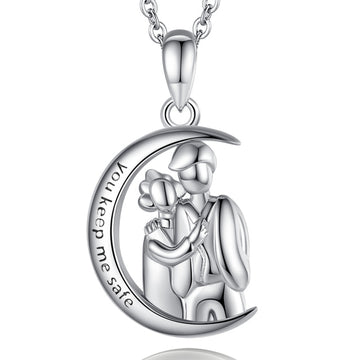 925 Sterling Silver Couple Guardian Pendant Necklace Fashion Jewelry
