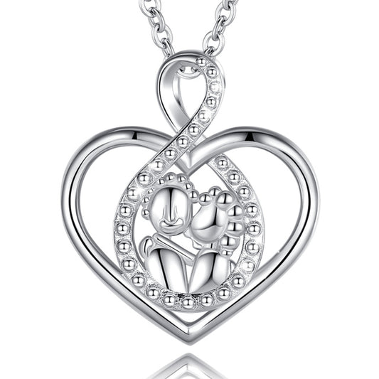 Collar con colgante de amor de abuelo y abuela en plata de ley 925
