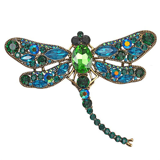 Fashion Crystal Vintage Dragonfly Brooch Large Insect Brooches Elegant Enamel Pins