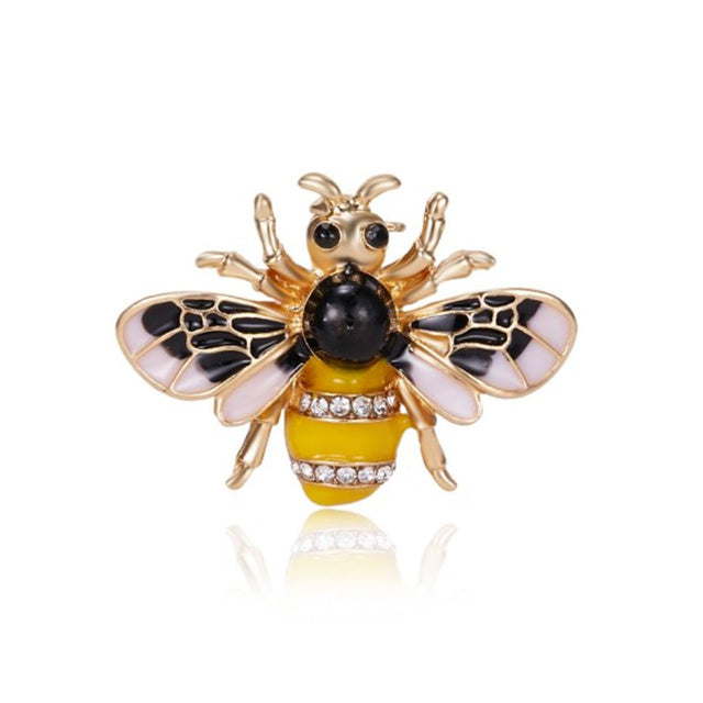 Fashion Rhinestone Yellow Pueple Cute Bee Insect Brooches Vintage Enamel Brooch Lapel Pin