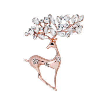 Vintage Crystal Deer Christmas Brooches Exquisite Rhinestone Animal Brooch Pin