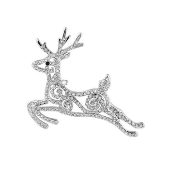 2 Colors Available Rhinestone Deer Brooches Christmas Elk Reindeer Pins