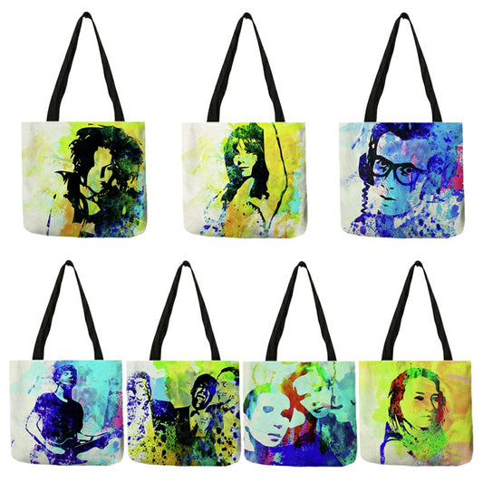 Creative Rock Star Portraits Printed Shopping Tote Bag