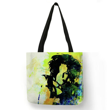 Bolsa de compras impresa con retratos creativos de estrellas de rock
