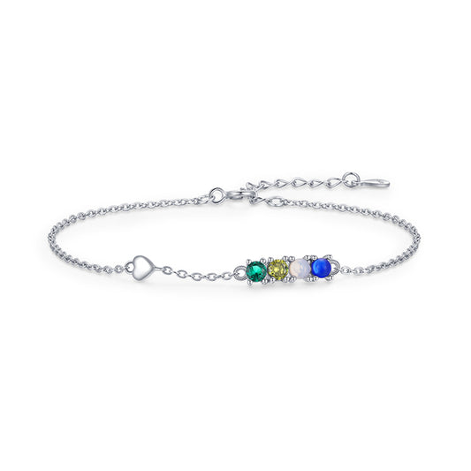 Pulsera romántica de corazón brillante de plata de ley 925