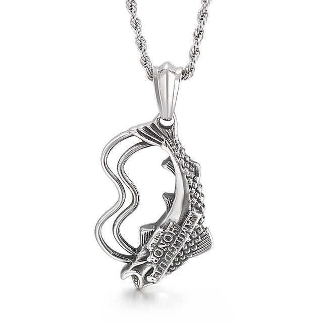 Fish Designer Punk Silver Color Stainless Steel Necklace