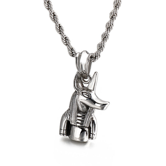 Dijes vintage de cabeza de Anubis, dijes de cabeza de caballo egipcio, collar con colgante antiguo