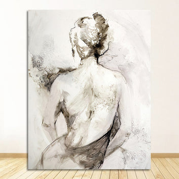 Black White Posters and Prints on Canvas Abstract Picture Living Room Nordic Home Decor Vintage Sexy Women Back Oil Painting