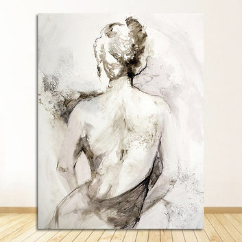 Pósteres e impresiones en blanco y negro sobre lienzo, imagen abstracta para sala de estar, decoración nórdica para el hogar, pintura al óleo vintage de espalda de mujer sexy