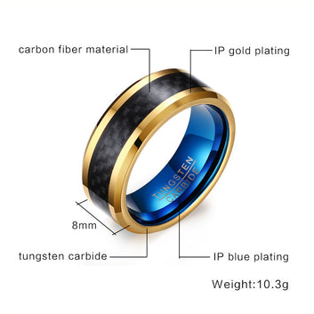 Gold-Color Blue Tungsten Carbide Ring