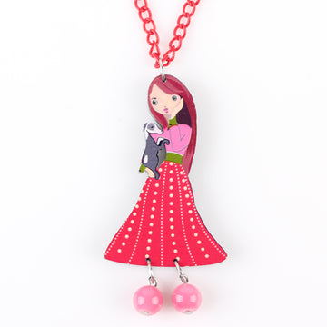 Long Chain Necklace Colorful Figure Acrylic Woman Jewelry Fairy Wings
