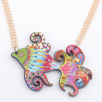 Fish Necklace Acrylic Pattern Choker Collar Pendant Cute Animal Design Fashion Jewelry