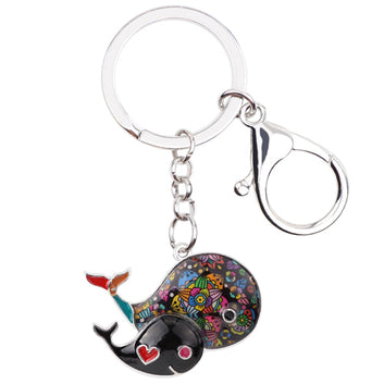 Enamel Alloy Whale Key Chain Key Handbag Bag Keychain Fashion Ocean Animal Jewelry