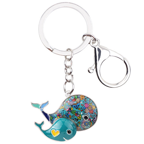 Enamel Alloy Whale Key Chain Key Handbag Bag Keychain Fashion Ocean Animal Jewelry