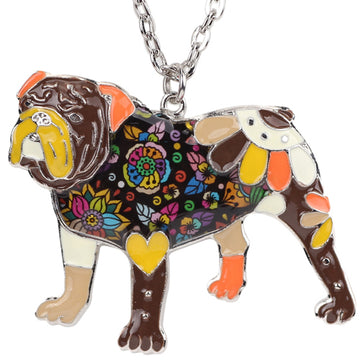 Statement Enamel English British Bulldog Bull Terrier Necklaces Pendants Chain Fashion Dog Jewelry