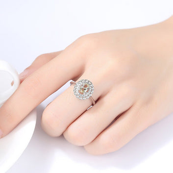 Anillo de compromiso de plata de ley 925 con piedra verde oliva de corte ovalado
