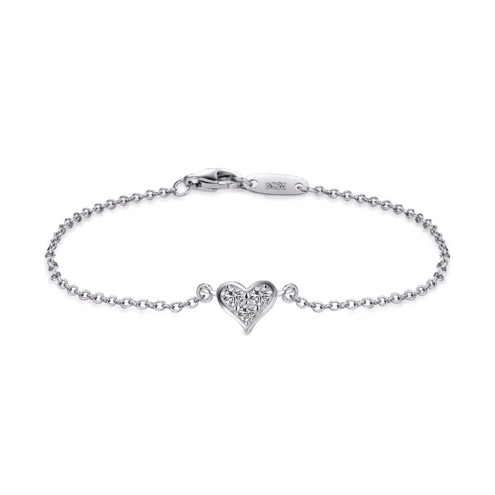 Real 925 sterling silver Heart Bracelet