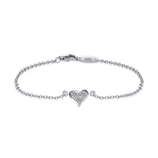 Real 925 sterling silver Heart Bracelet