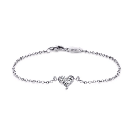 Pulsera de corazón de plata de ley 925