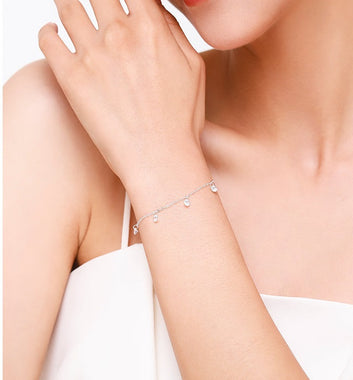 Pulsera de cadena de moda de diez corazones en plata de ley 925