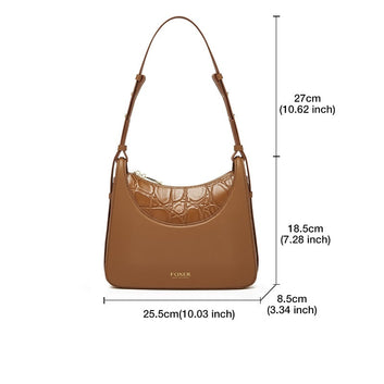 Retro Split Leather Crater Texture Stitching Underarm Female Shoulder Bag