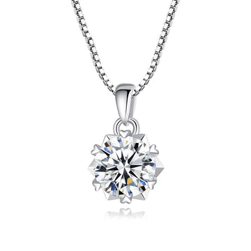 Single Moissanite Pendant Necklace Heart 925 Sterling Silver Jewelry
