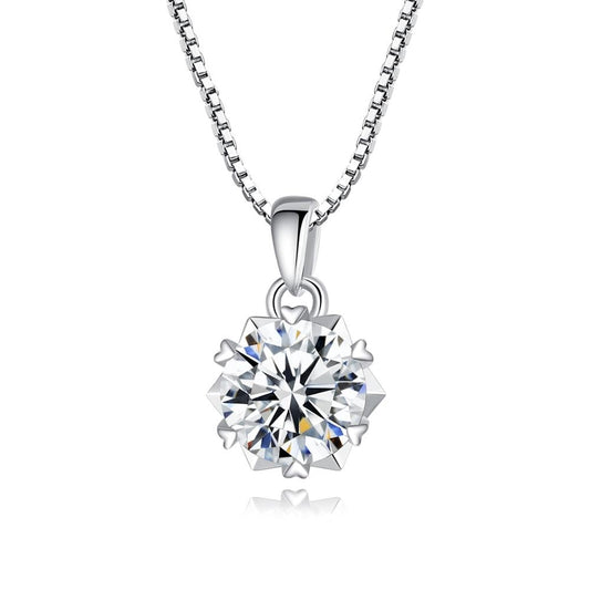 Collar con colgante de moissanita en forma de corazón, joyería de plata de ley 925