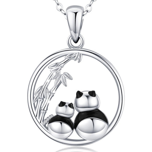 Collar con colgante de panda lindo de plata esterlina