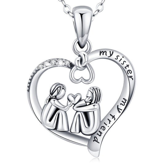 Sterling Silver My Sister My Friend Heart Pendant Friendship Memorial Jewelry