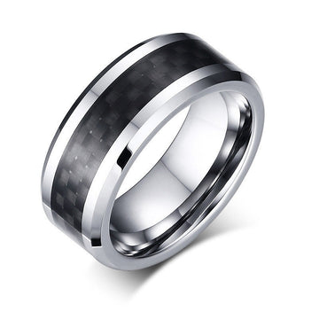 Tungsten Carbide Middle Carbon Fiber Ring